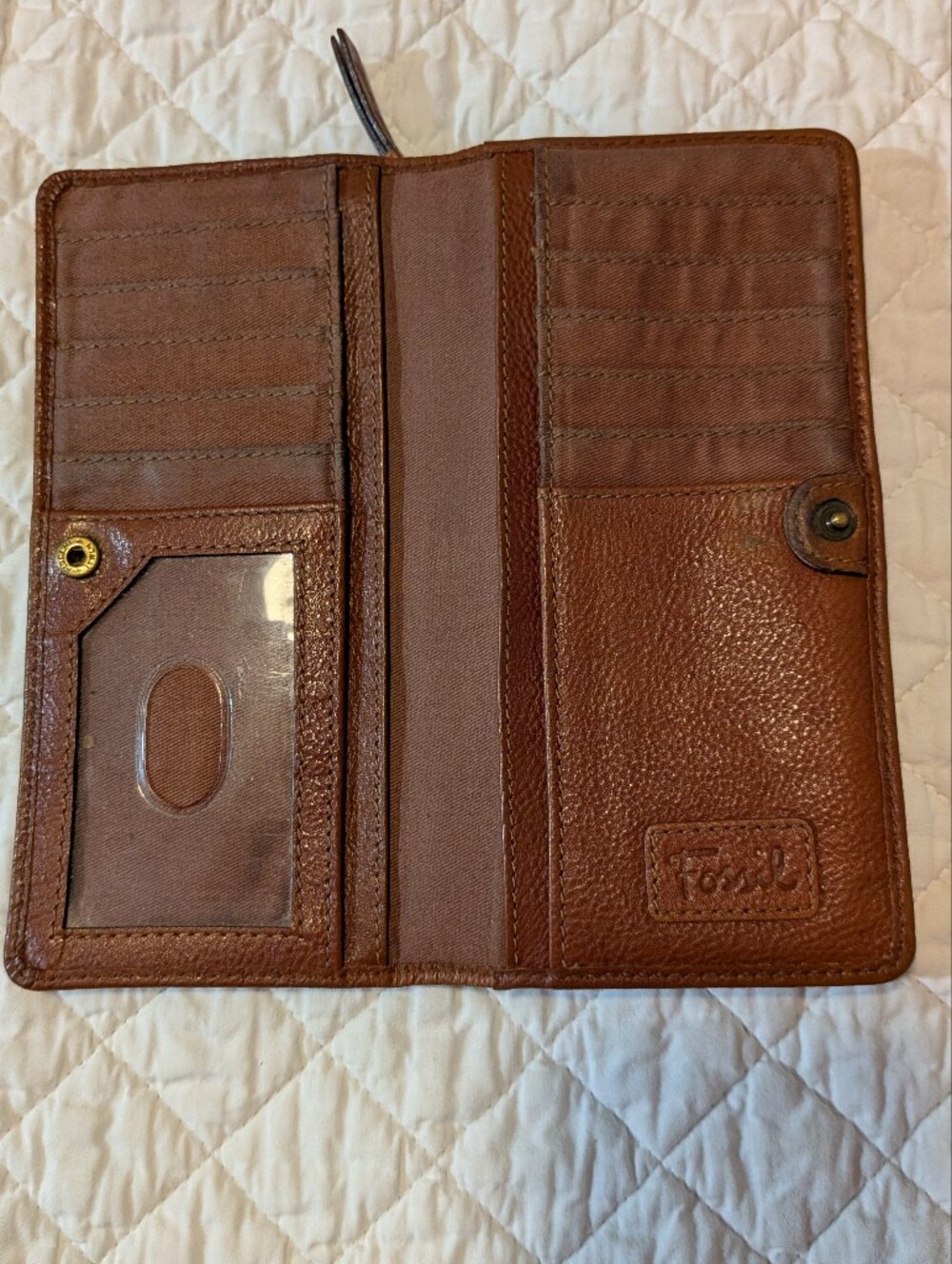 Fossi Trifold Brown Leather Card & ID Organizer